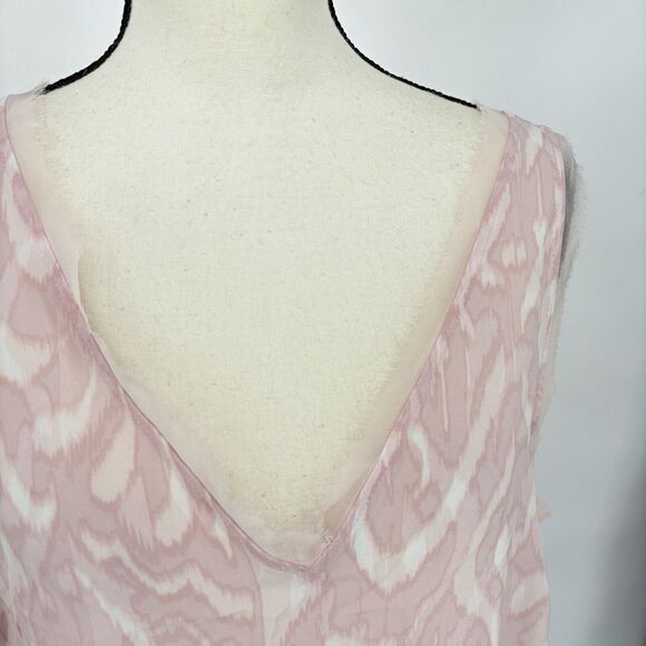 HALOGEN Scrolling Lines‎ Pink V-neck Sleeveless Blouse Top Size 1 - Picture 4 of 9